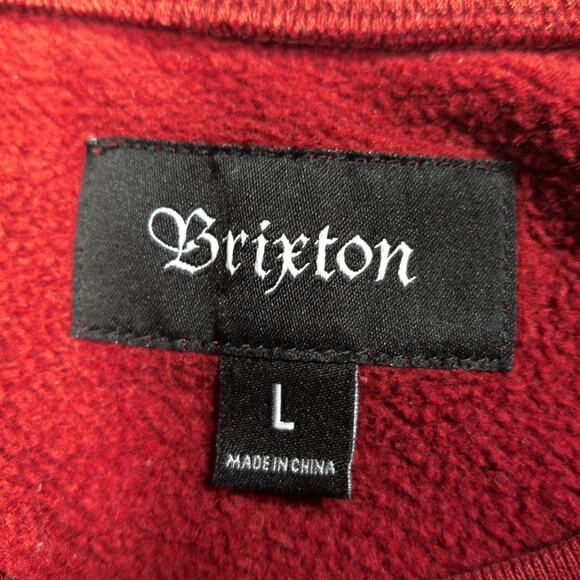 Brixton Crewneck Sweatshirt Men’s Large Red Relaxed Fit Logo Pullover Casual - Picture 10 of 11